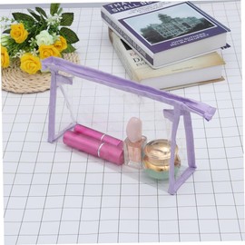 LIFKOME Purple Transparent Cosmetic Organizer Bag Portable Travel Toiletry Pouch for Makeup Coins Cash and Cards for Business Trips and Camping
