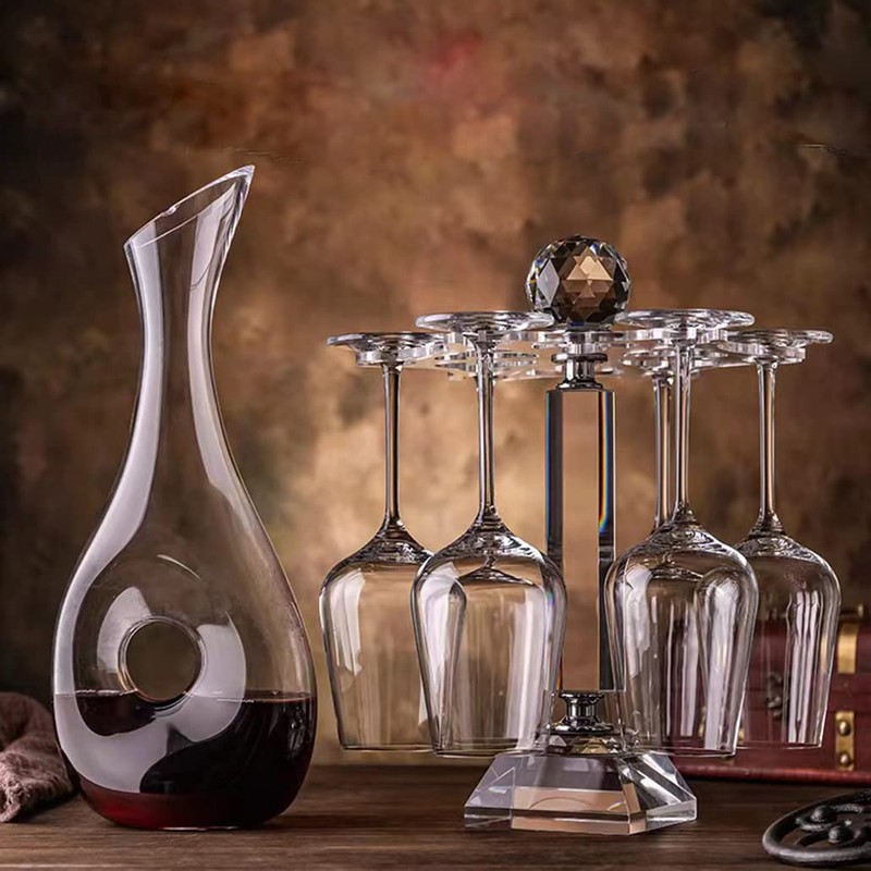 Mylifestyle Elegant Desktop Crystal Glass Stemware Rack/Rotate 6 Wine Glass