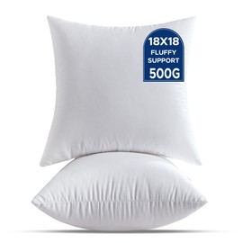 QSWRD 18 x 18 Throw Pillow Inserts Pack of 2 Medium White Decorative Square Pillows for Couch Bed Sofa Cushion Sham Stuffer Indoor