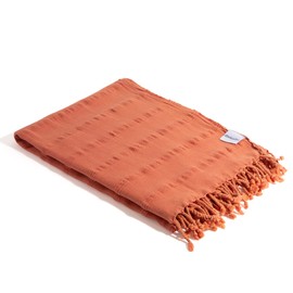 InfuszeZen Stonewashed Turkish Towel Extra Large - Thin and Absorbent Towel for The Bath, Beach and Pool, 100% Cotton Stone Washed Peshtemal, Hammam Spa (Orange)