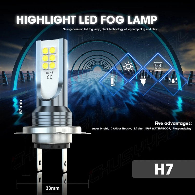 CHUSYYRAY 9005+H7 LED Headlight Bulb Combo Conversion Kit High Low
