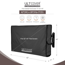 ULTCOVER Waterproof Outdoor TV Cover for 42-45 inch Outside Flat Screen Televisions with Mounts and Stands, Black