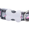 Red Dingo Bucklebone Dog Collar Design, Flamingo Grey, Large 25mm