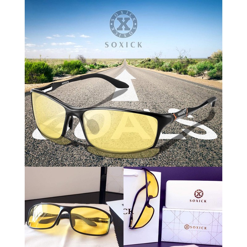 SOXICK UV 400 Men's Polarized Sunglasses for Night Driving, Night