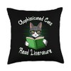 Funny Cat Litter Sophisticated Cats Read Litterature Kitty Throw Pillow