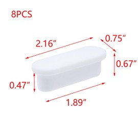 T Tulead Rubber Sink Overflow Cap White Sink Overflow Hole Cover Inssert Sink Hole Cap Oval, 8PCS