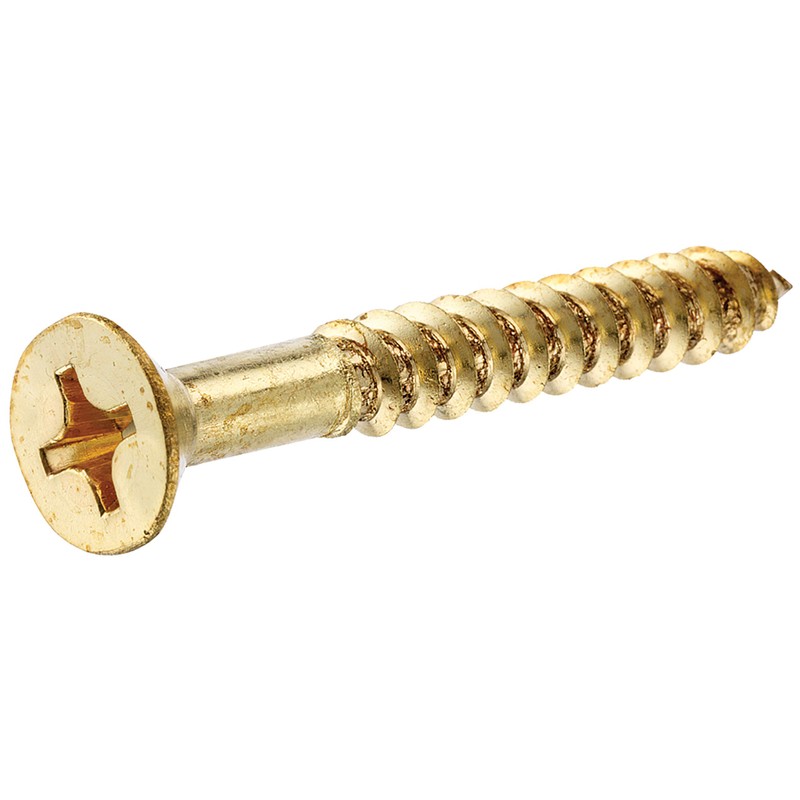 Hillman 2732 10 X 1-1/2-Inch Brass Flat Phillips Wood Screw,