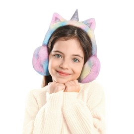 Gifts Treat Girls Earmuffs Unicorn Ear Muffs in Colorful Plush Design, M, Colorful Unicorn