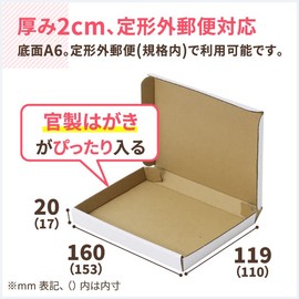Earth Cardboard ID0901 Cardboard, For Non-Shaped Mailing, A6, Thickness 0.8 inches (2 cm), 10 Pieces, 6.0 x 4.3 x 0.7 inches (153 x 110 x 17 mm), Small, Cardboard, Non-shaped, White