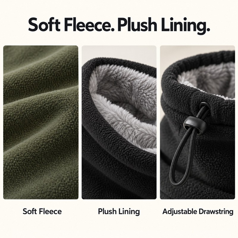 Fleece Neck Warmer Gaiter – Adjustable Windproof Winter Neck Gaiter