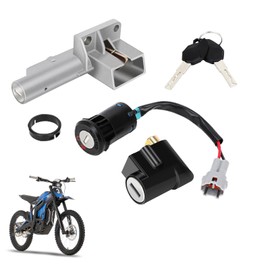 Motorcycle OEM Ignition Key Switch Starter Key Set Aluminum with Key Cover Cap Holder for Talaria Sting MX3 MX4 MX5 Electric Dirt Bike Black