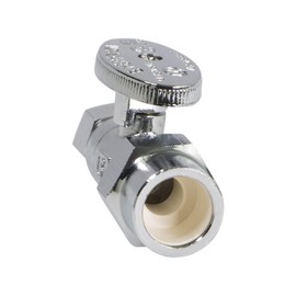 Midline Valve 82412QS-OM Water Supply Stop Valve with Quarter Turn Wheel; Lead Free; One Piece Design; Straight Shut-off for Toilet, Sink, Dishwasher; 1/2 in. CPVC x 3/8 in. COMP; Chrome Plated Brass