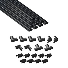 D-Line 157in Cord Cover Kit, Self-Adhesive Wire Hiders, Paintable Cable Raceway to Hide Wires on Wall, Electrical Cable Management - 10x 15.7 Lengths & 19 Accessories - 0.78" (W) x 0.39" (H) - Black
