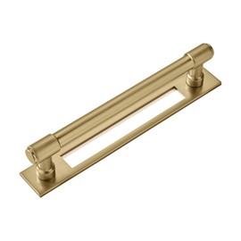 khtumeware 5 Pack 6 Inch（152 mm Center to Center Brushed Gold Cabinet Pull Backplate with Base Plate Zinc Brushed Brass Kitchen Cabinet Handles Drawer Pulls Cabinet Hardware
