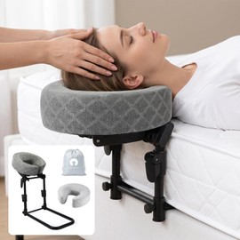 Massage Headrest for Bed with 2 Replaceable Pillow Covers & Storage Bag Adjustable 6.3–17.3" Height 300° Rotatable Massage Face Cradle Massage Head Rest Comfortable Face Down Pillow After Eye Surgery