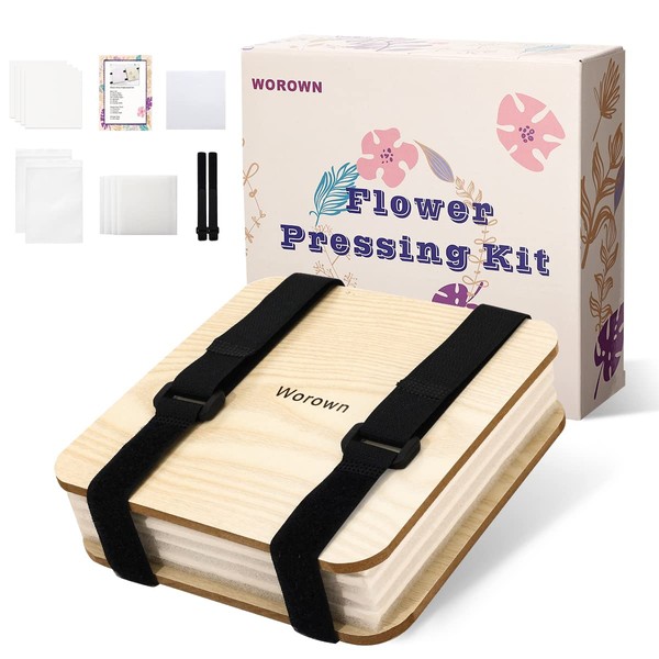 Worown 15x15cm Flower Press Set, Mini Leaf and Plant Press