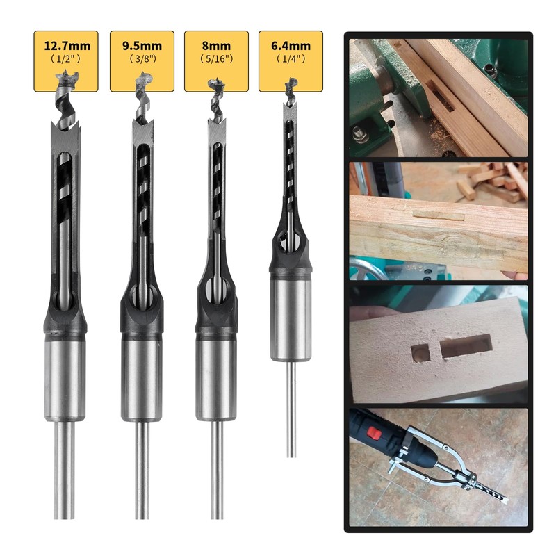 UwinVwin Square Hole Drill Bit Adapter with 4pcs Square Hole