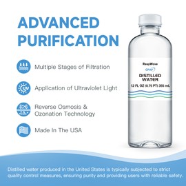 12 oz 12-Pack Distilled Water for CPAP Machines | Made in USA | Use with ResMed and Respironics Machines | Travel-Friendly, Clean, Multi-Use