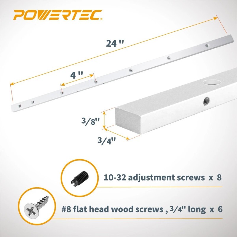 POWERTEC 71519-P2 24" Miter Bar for any Standard 3/4" x