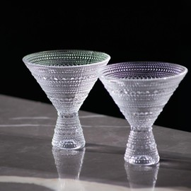 LEMONSODA Hobnail Pink/Clear Martini Glasses Vintage Cocktail Glasses (9oz) for Martini, Cocktail, Margarita, Cosmopolitan, Manhattan (Clear, Set of 2)