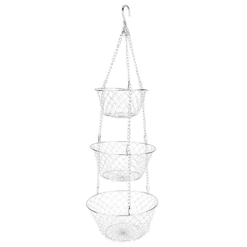 01 3‑Tier Hanging Basket, Exquisite Hanging Basket 3‑Tier for Storage