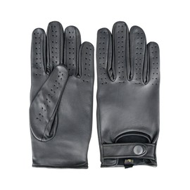 Kango Fitness MENS CLASSIC DRIVING GLOVES (603) CHAUFFEUR LAMBSKIN LEATHER DRESS FASHION MOTOR BIKE GLOVE VINTAGE STYLE BLACK (Medium)