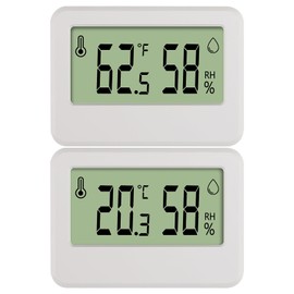 JUZITAO 2PCS Mini Digital Thermometer Hygrometer,Reptile Thermometer with Magnetic & Tablestand Indoor Temperature and Humidity Gauge Meter Monitor Fahrenheit (℉) for Home,Greenhouse(White)