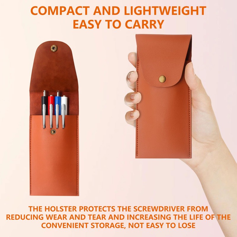 4pcs Pocket Screwdriver Set with 1 Synthetic Leather Case, Removable