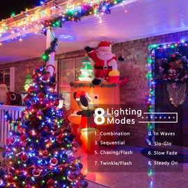 BrizLabs Christmas Decoration, 30 m, 300 LEDs, Colourful Indoor/Outdoor Fairy Lights with Plug, 8 Modes, Waterproof Christmas Lighting, Green Cable, for Garden, Party, Wedding, Balcony, Celebration