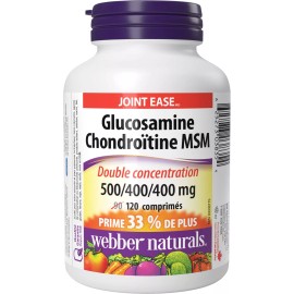 Webber Naturals Glucosamine Chondroitin MSM Double Strength 120 Tablets Helps...