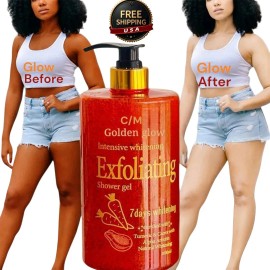 golden glow [2pcs] Golden Glow Intensive Whitening Shower Gel Skin Exfoliant USA Stock ]