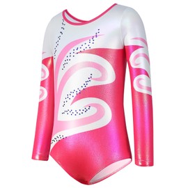 Valcatch Gymnastics Leotards for Girls Three Piece Gymnastics Sets with Shorts and Hairband Long Sleeve/Sleeveless Bodysuit Sparkle Dance Ballet Unitards Athletic Outfits 5-12 Years