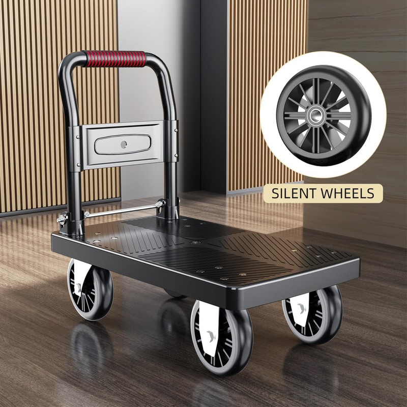 TIDY PALM Upgraded Foldable Push Cart Dolly | 660 lbs.Capacity