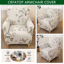 CRFATOP Printed Stretch Chair Slipcovers with Arms for Living Room 1 Piece Accent Chair Covers Soft Banquet Chair Covers Saucer Armchair Furniture Protector Office Reception Reading Sofa,A46