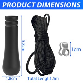 LbsAMP Bathroom Light Pull Cord Handle Chrome with 150cm Cord Connector Light Pull Chain Extension Replacement Weighted Cord Pull Ends for Bathroom Toilet Light Ceiling Light Fan Switch - Black