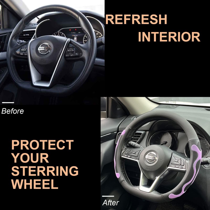 PINCTROT D Shaped Comfy Grip Steering Wheel Cover, Anti-Slip Design,