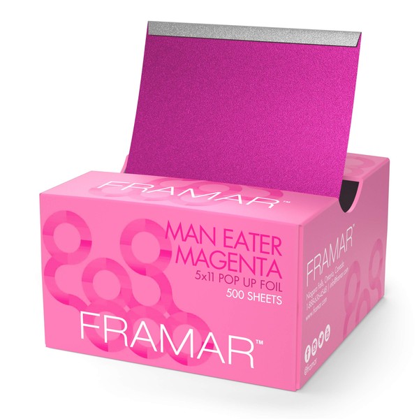 Framar Magenta Pop Up Hair Foil, Aluminum Foil Sheets, Hair Foils For Highlighting - 500 Foil Sheets