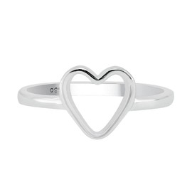 TISHAVI Sterling Silver Heart Ring, Size 8, 925 Silver Ring, Modern Classic Style