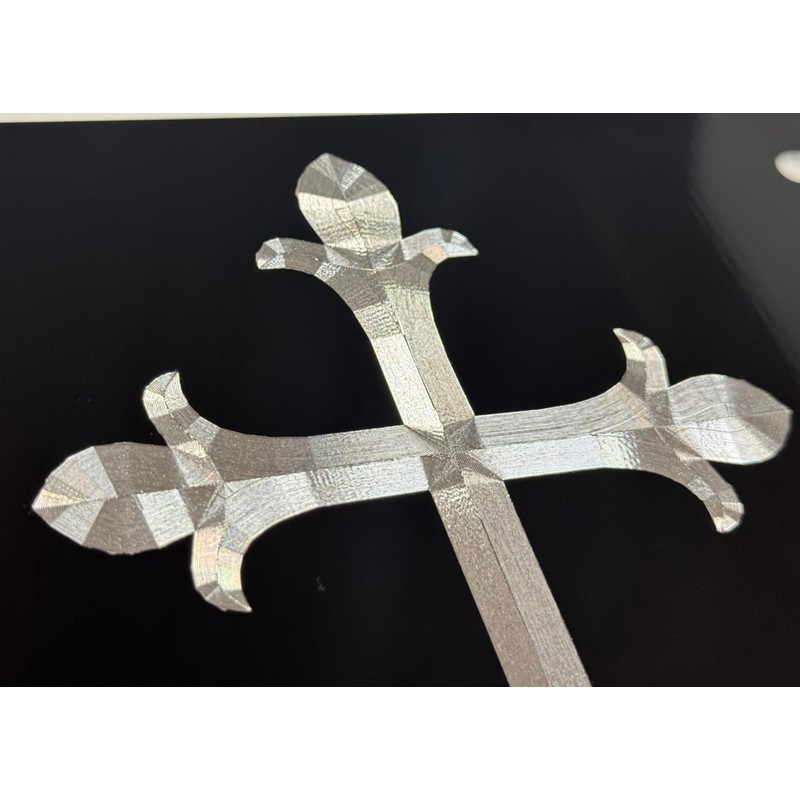 Silver Engraved 3D Christian Cross Car Tag Diamond Etched Vanity