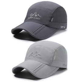 AYPOW 2 Pcs Baseball Cap Herren Damen Faltbar Schnell Trocknend Running Kappe mit Atmungsaktiv Mesh Unisex, Leichte Verstellbar Basecap Sonnenschutz Draußen Sanpback Baseballkappe Sportmütze Sommer