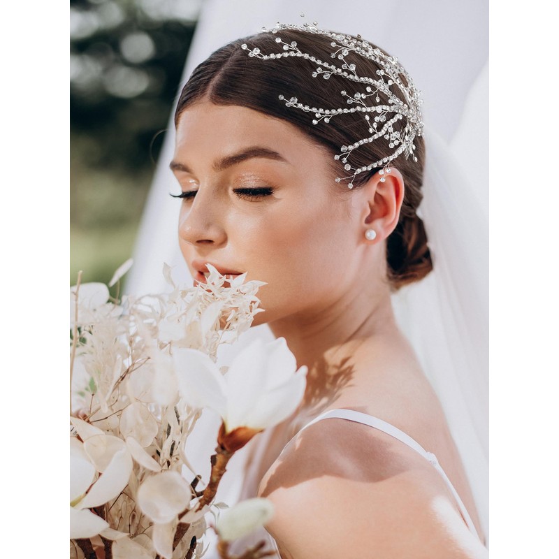 SWEETV Wedding Hair Comb Bridal Hair Pieces Rhinestone Bride Hair
