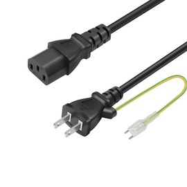 FUNZUR AC Power Cord 2m (PSE Compliant) Power Cord Conversion 3P-2P 3-Pin Socket (Female) ⇔ 2-Pin Plug (Male) (with Ground Wire) Pure Copper Core: 3×0.75 mm2 Rated 7A-125V