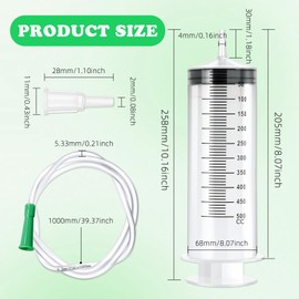Syringe 500 ml, Syringe with Hose, Colostrum Syringe, Durable Syringe with Hose, Plastic Syringe, Reusable, Large Syringe, Dosing Syringe for Pet Feeding, Plant Watering, Laboratory (500 ml)