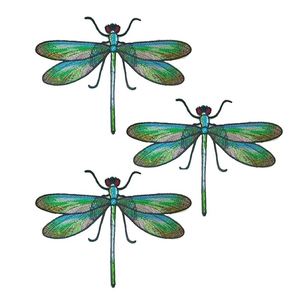 3Pcs Dragonfly Irons Patches, Dragonfly Embroidered Sewing on Patches, Sew