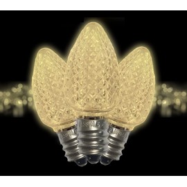 MIK Solutions C7 LED Bulb (Pack of 25) Warm White Replacement Christmas Light Bulbs Faceted Retrofit Candle Shape Commercial Grade E12 Socket Roof Lights Bulbs