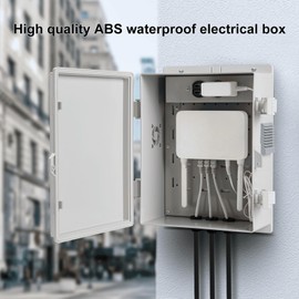 Namunanee Outdoor Electrical Junction Box, ABS Water Resistant Enclosure with Internal Mounting Panel & Hinged Cover (13"H* 9.2"L* 4.6"W & Outlet)