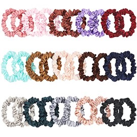 30Pcs Small Satin Hair Scrunchies Silk Hair Ties, Satin Elastic Hair Bands, Elastics Ponytail Holders for Women Girls Hair Accessories Gift, 15 Colors