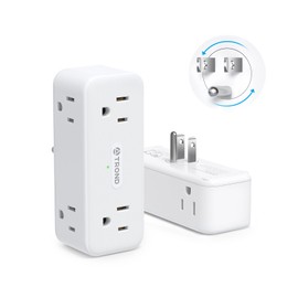 TROND Multi Plug Outlet Extender 2 Pack - 6 AC Outlet Splitter with 360° Rotating Plug, Wall Plug Adapter, 3 Way Multiplug Expander, Swivel Wall Extension Adapter for Bathroom Kitchen Office Travel