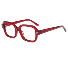 Firmoo Blue Light Filter Glasses Women Without Prescription Bow Pattern Rectangular Frame Cute Glasses for Computer Screens Gaming, Burgundy red