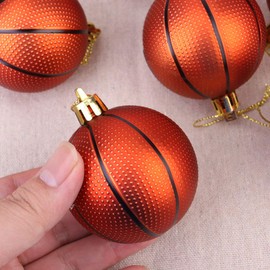 TOYANDONA Pack of 6 Christmas Tree Decorations Christmas Baubles Basketball Tree Decoration Christmas Tree Baubles Plastic Christmas Hanging Ornament Sport Theme Christmas Decoration for Sports Lovers